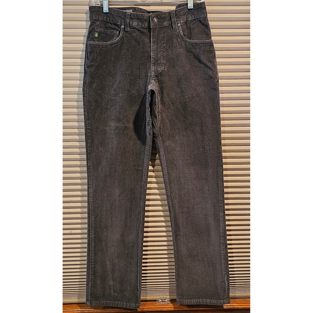 Stio Mens Rivet Corduroy Pants 30S Dark Grey Organic Cotton Stretch Straight Leg